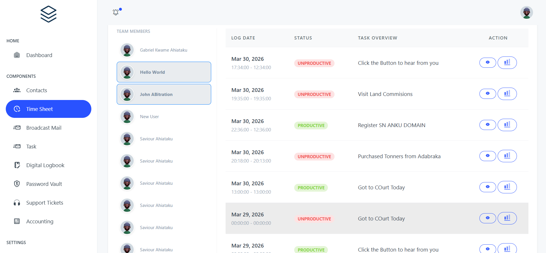 OfficeAdmin Dashboard Screenshot